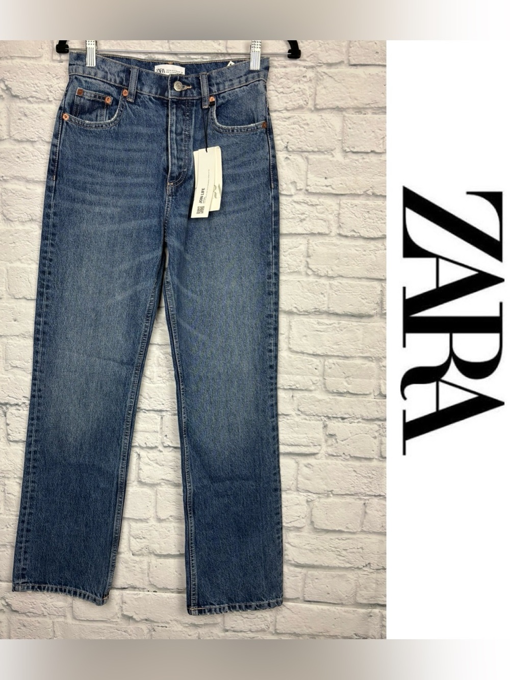 NWT Zara high rise regular length, straight leg jeans size 2